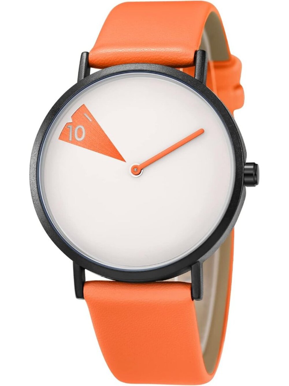 Women's Orange White Creative Ultra-Thin Strap Fashion Quartz Minimalist Watch